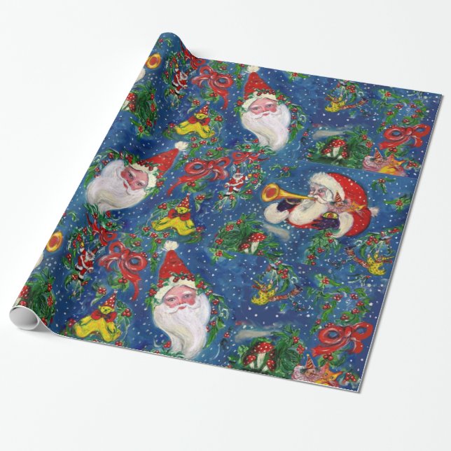 SANTA BUGLER, SPIELZEUGE, RIBBONS, MUSIKCHRISTMAS  GESCHENKPAPIER (Ungerollt)