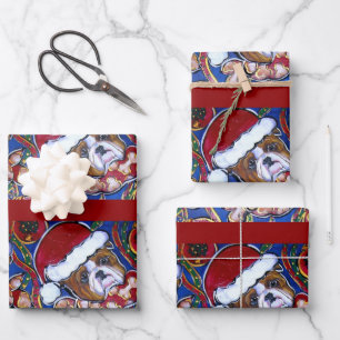 SANTA BULLDOG GESCHENKPAPIER SET