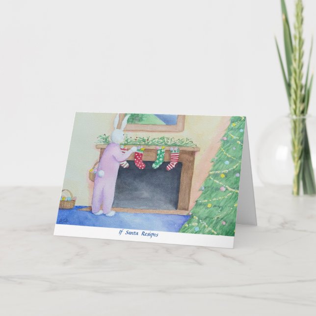 Santa Bunny Faltes Grußkarte Karte (Vorderseite)