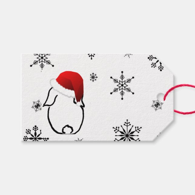 Santa Bunny Gift Tag Geschenkanhänger (Vorderseite (Horizontal))