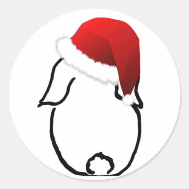 Santa Bunny Round Sticker (Vorderseite)