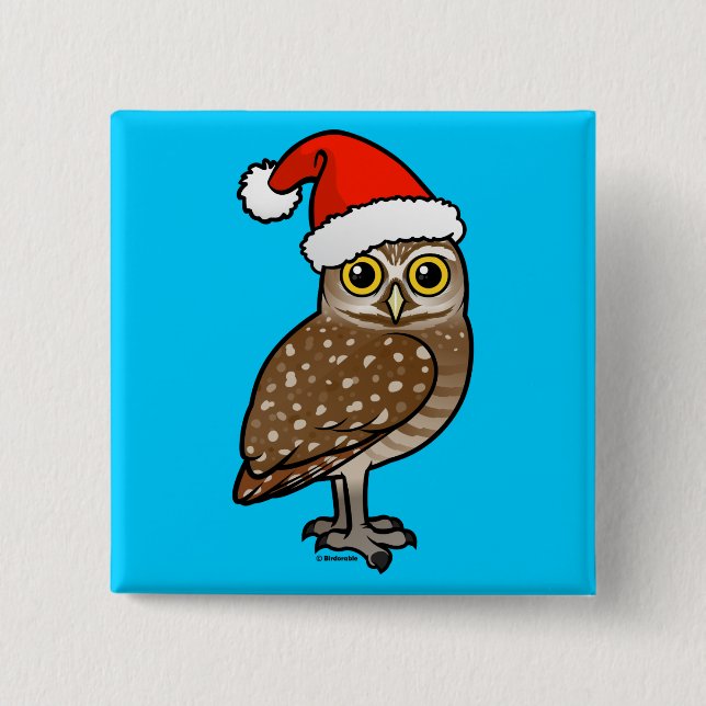Santa Burrowing Owl Button (Vorderseite)