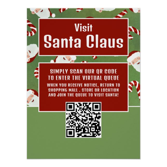 Santa Candy, Besuch Santa, QR Code Queue Poster (Vorderseite)