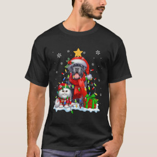 Santa Cane Corso mit Elf Katze Weihnachtsleuchten T-Shirt