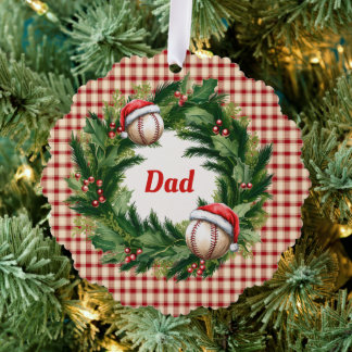 Santa Cap Baseball Dad Personalized Ornament Karte