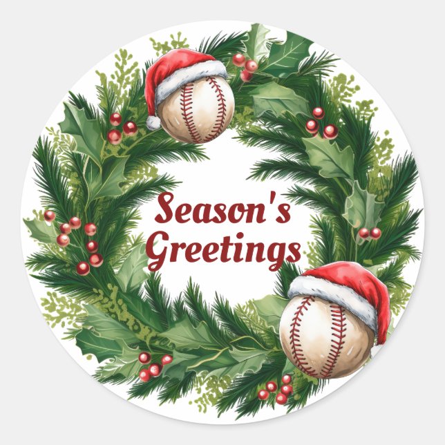 Santa Cap Baseball individuell anpassbar Runder Aufkleber (Vorderseite)