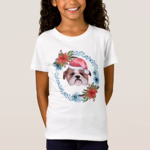 Santa Cap Bulldog Holiday T-Shirt