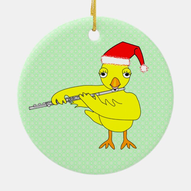Santa Cap Flute Keramik Ornament (Hinten)