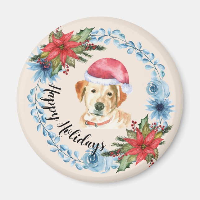 Santa Cap Gelbe Labrador Individuell gestalteter U Magnet (Vorne)