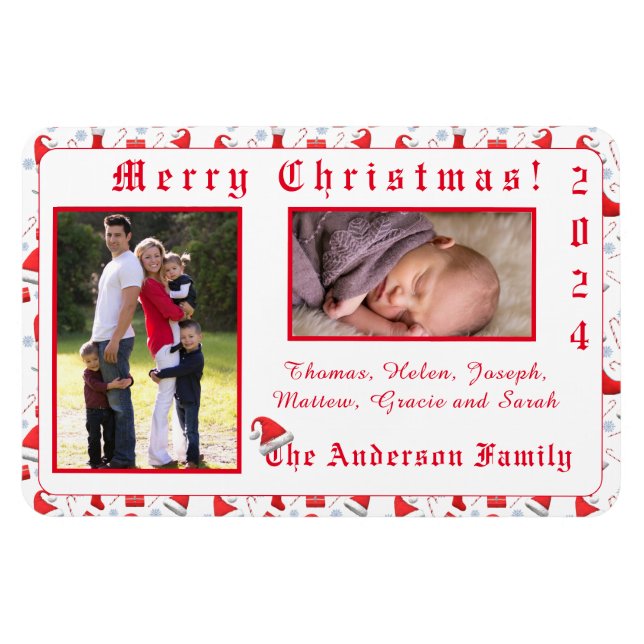 Santa Cap Gemustert Weihnachten Magnet (Horizontal)