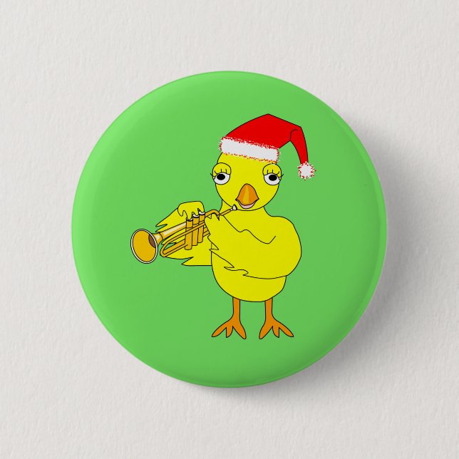 Santa Cap Trumpet Chick Button (Vorderseite)