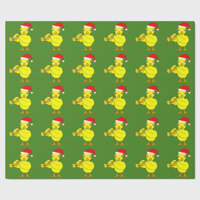 Santa Cap Trumpet Chick Geschenkpapier (Saum)