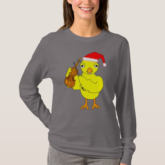 Santa Cap Violin Chick T-Shirt (Vorderseite)