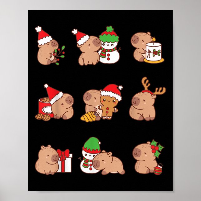 Santa Capybara Crew Weihnachten Liebe Poster (Vorne)