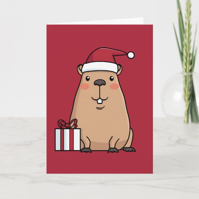 Santa Capybara Feiertagskarte (Vorderseite)