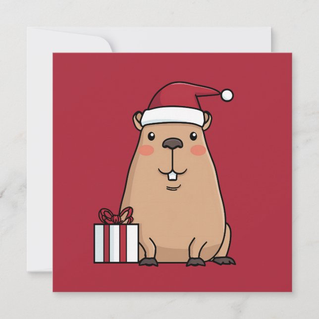 Santa Capybara Feiertagskarte (Vorderseite)