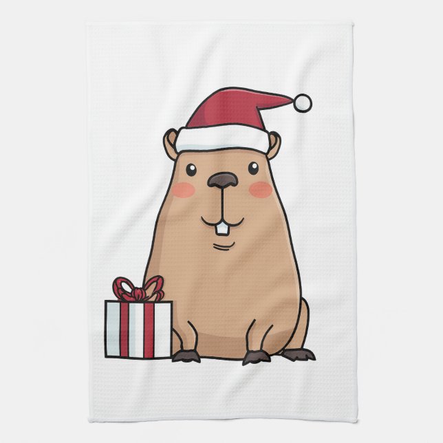 Santa Capybara Geschirrtuch (Vertikal)