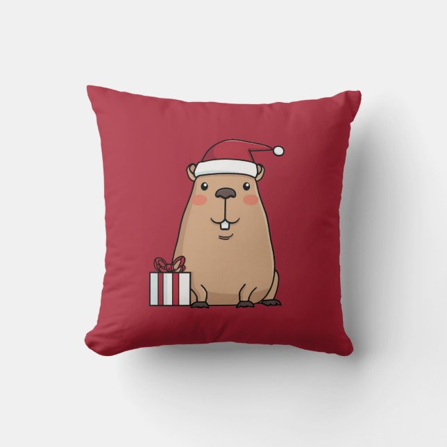 Santa Capybara Kissen (Vorderseite)