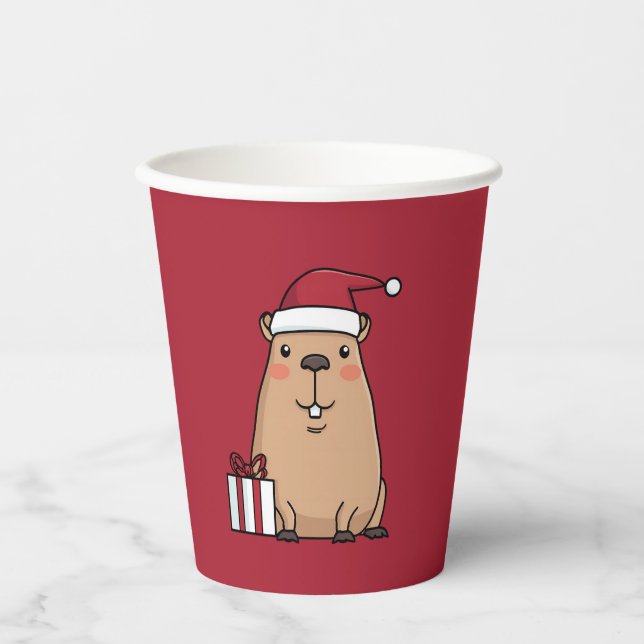 Santa Capybara Pappbecher (Vorderseite)