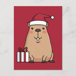 Santa Capybara Postkarte