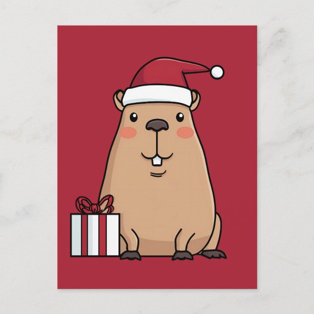 Santa Capybara Postkarte (Vorderseite)