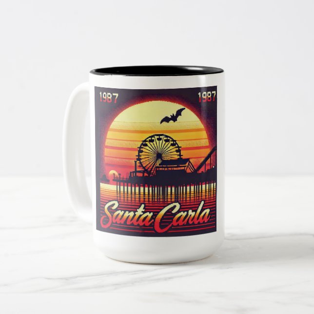 Santa Carla 1987 Retro-Design Zweifarbige Tasse (Vorderseite Links)