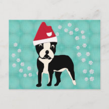 Santa Cartoon Boston Terrier