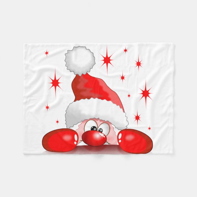 Santa Cartoon Niedlich Peeking Character © Bluedar Fleecedecke (Vorderseite (Horizontal))