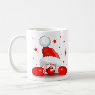 Santa Cartoon Niedlich Peeking Character © Bluedar Kaffeetasse