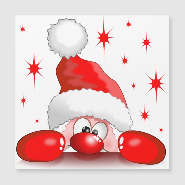 Santa Cartoon Niedlich Peeking Character © Bluedar Magnetkarte (Vorderseite)