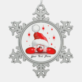 Santa Cartoon Niedlich Peeking Character © Bluedar Schneeflocken Zinn-Ornament