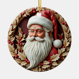 Santa Carved Look  Keramik Ornament