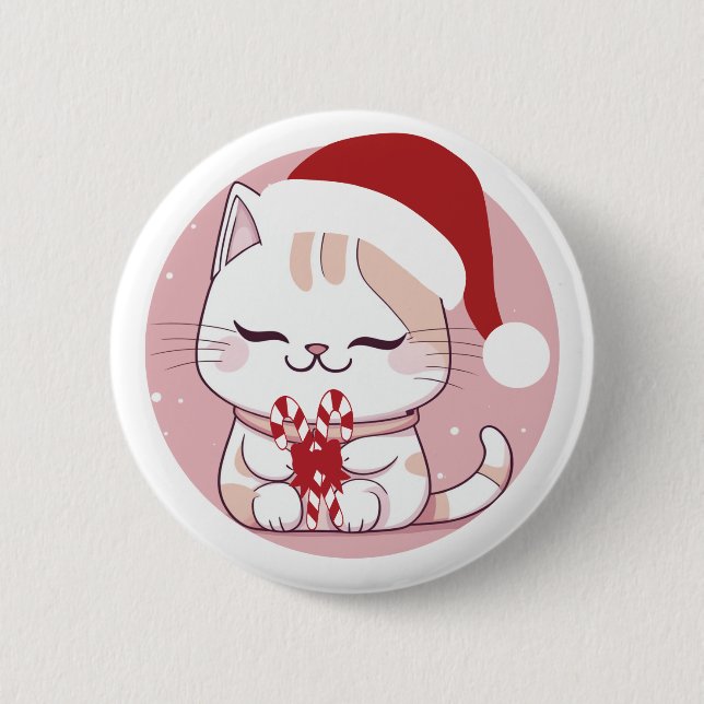 Santa Cat #2 Button (Vorderseite)