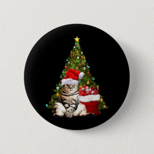 Santa Cat Button
