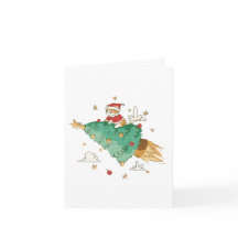 Santa Cat Flying on a Christmas Tree