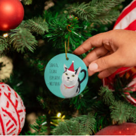 Santa Cat Funny Personalisiert Ornament Aus Metall