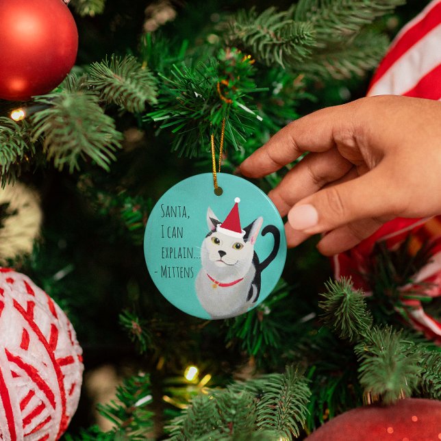 Santa Cat Funny Personalisiert Ornament Aus Metall (Von Creator hochgeladen)