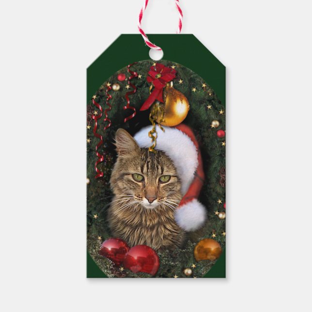 Santa Cat Geschenkanhänger (Vorderseite)