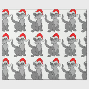 SANTA CAT GESCHENKPAPIER