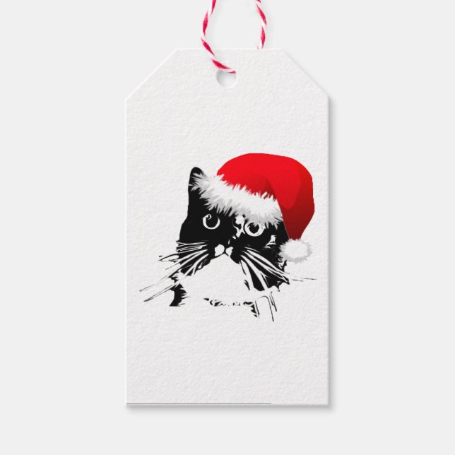 Santa Cat Gift Tags Geschenkanhänger (Vorderseite)