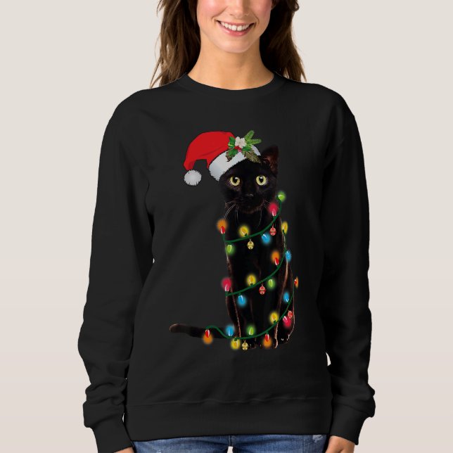 Santa Cat hat sich in den Weihnachtsbaumleuchten H Sweatshirt (Vorderseite)