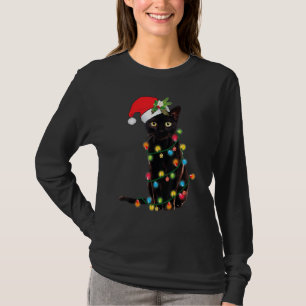 Santa Cat hat sich in den Weihnachtsbaumleuchten H T-Shirt