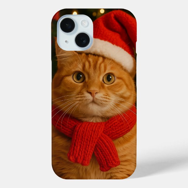 Santa Cat iPhone 15 Hülle (Rückseite)
