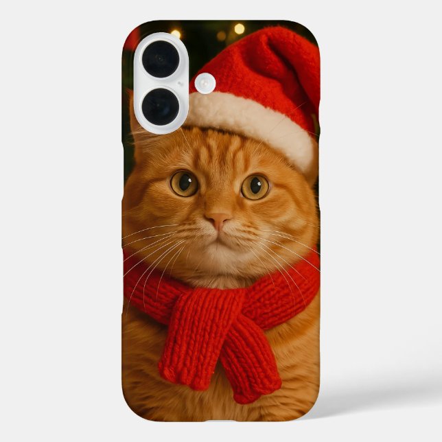 Santa Cat iPhone 16 Hülle (Rückseite)