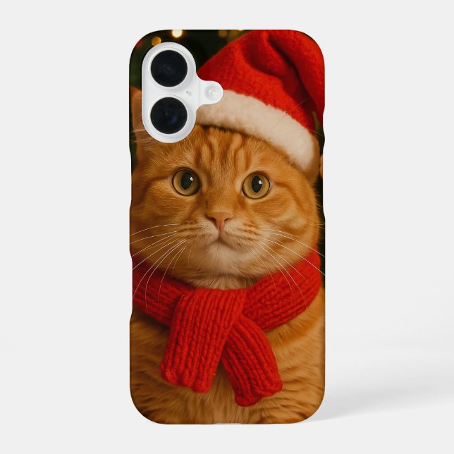 Santa Cat iPhone 16 Hülle (Rückseite)