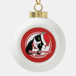 Santa Cat Keramik Kugel-Ornament