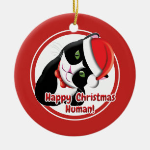 Santa Cat Keramik Ornament