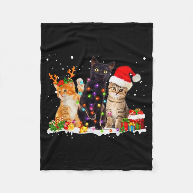 Santa Cat Light Gorgeous Reindeer Pajama Christmas Fleecedecke (Vorderseite)