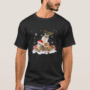 Santa Cat Light Gorgeous Reindeer Pajama Weihnacht T-Shirt
