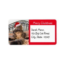 Santa Cat Merry Christmas Address Labels Adressaufkleber